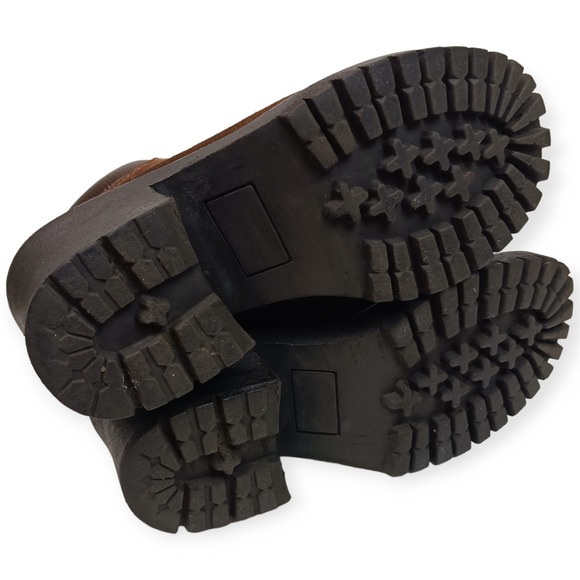 On Your Feet SZ 8 Kitt Work Boot Style Chunky Brown 100% Genuine Suede Boots - Picture 7 of 9